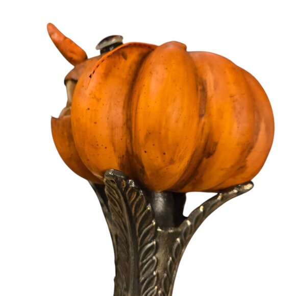 Halloween JOL Pumpkin OOAK Creepy Sculpture Jack O Lantern Teeth Assemblage Art - Picture 16 of 16